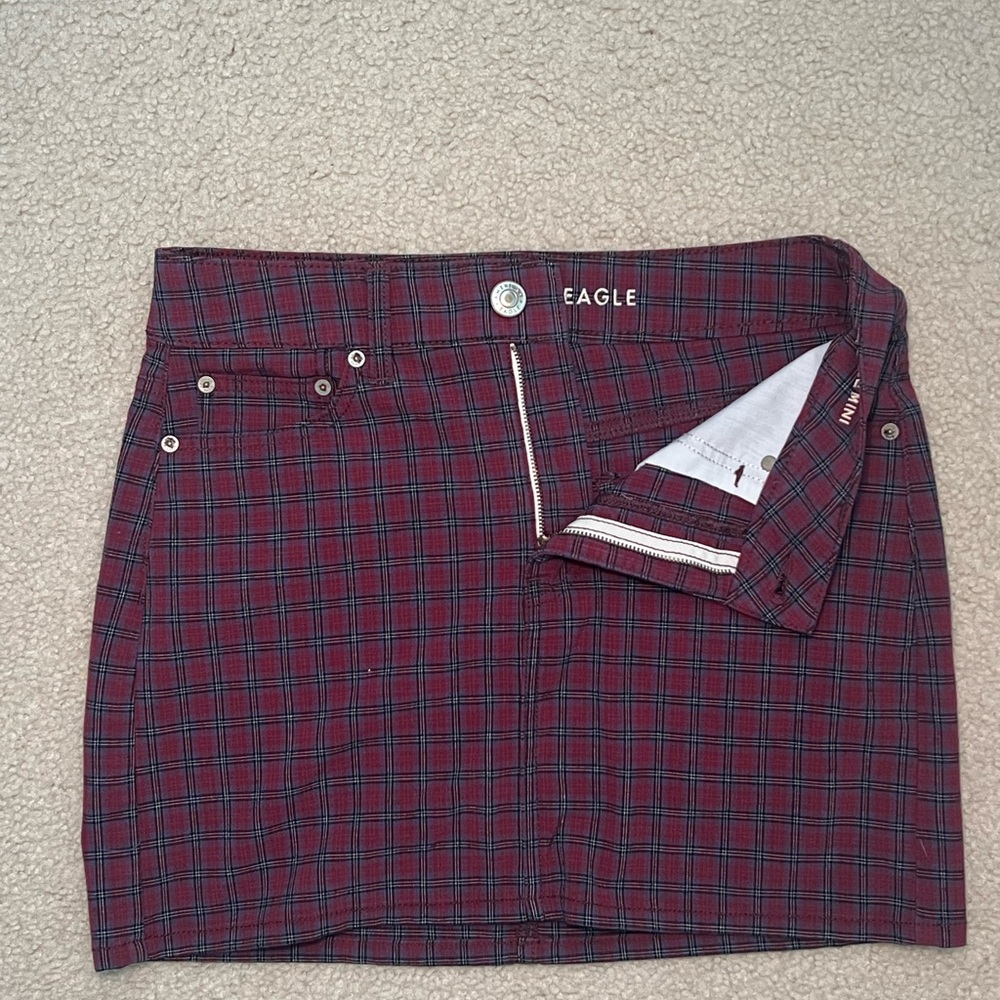 American Eagle Outfitters Red and Green Plaid Mini Skirt